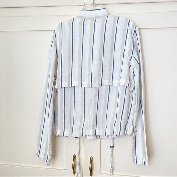 Rails Rowen Coco Stripe Linen White Jacket Small - Picture 7 of 10